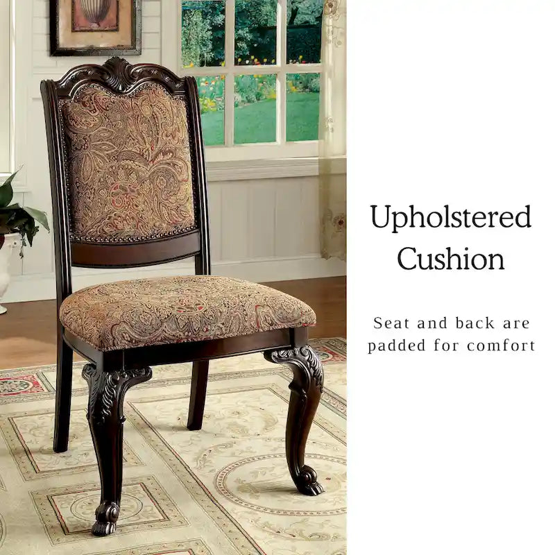 Chaises de salle à manger formelles traditionnelles en tissu à finition cerisier (lot de 2)