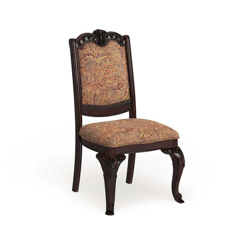 Chaises de salle à manger formelles traditionnelles en tissu à finition cerisier (lot de 2)
