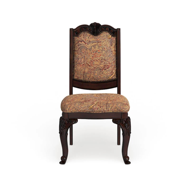 Chaises de salle à manger formelles traditionnelles en tissu à finition cerisier (lot de 2)