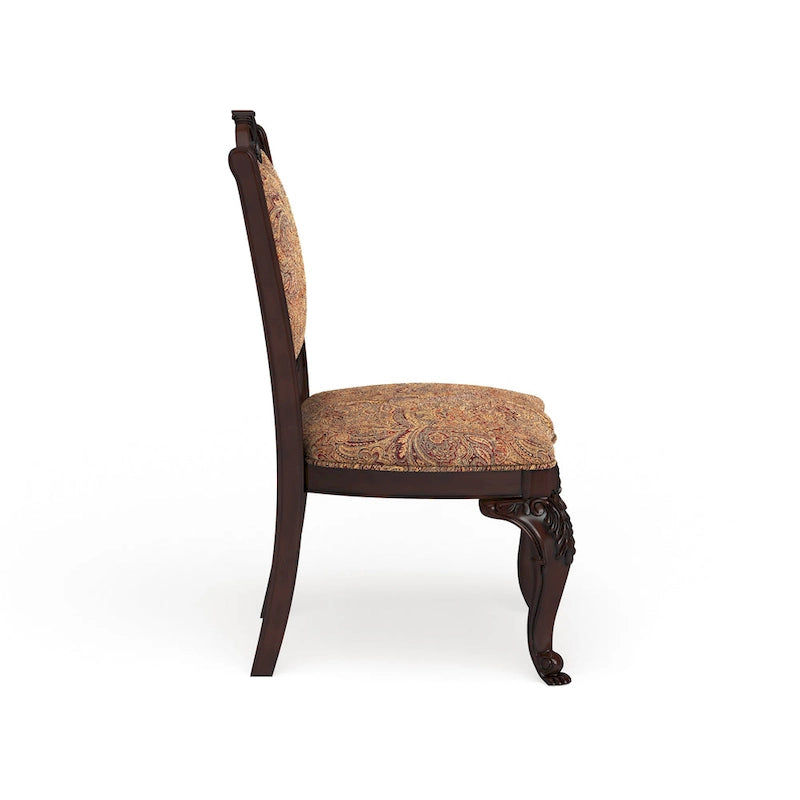 Chaises de salle à manger formelles traditionnelles en tissu à finition cerisier (lot de 2)