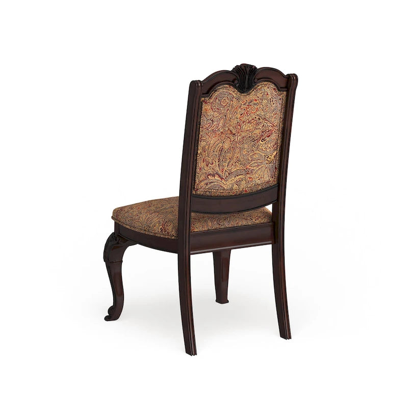 Chaises de salle à manger formelles traditionnelles en tissu à finition cerisier (lot de 2)