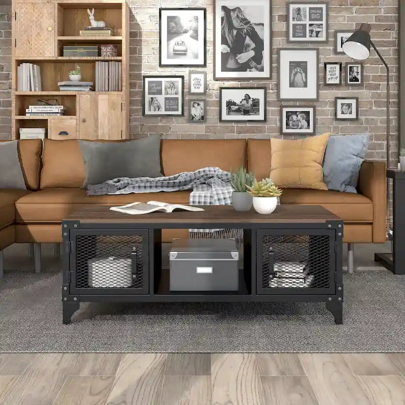 Table basse de rangement en acier de 48 pouces
