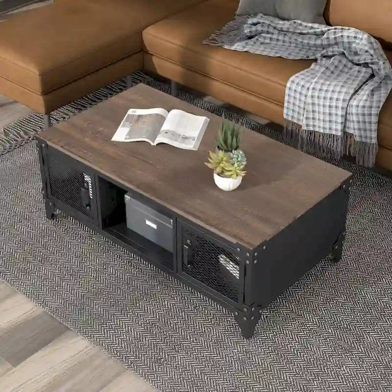 Table basse de rangement en acier de 48 pouces
