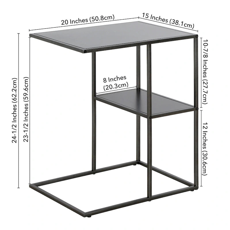 Table d'appoint rectangulaire large de 20 po
