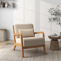 Fauteuil en bois rembourré en tissu de style Mid-Century Modern