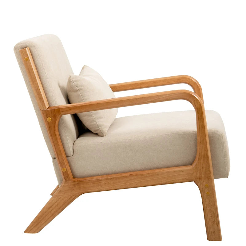 Fauteuil en bois rembourré en tissu de style Mid-Century Modern