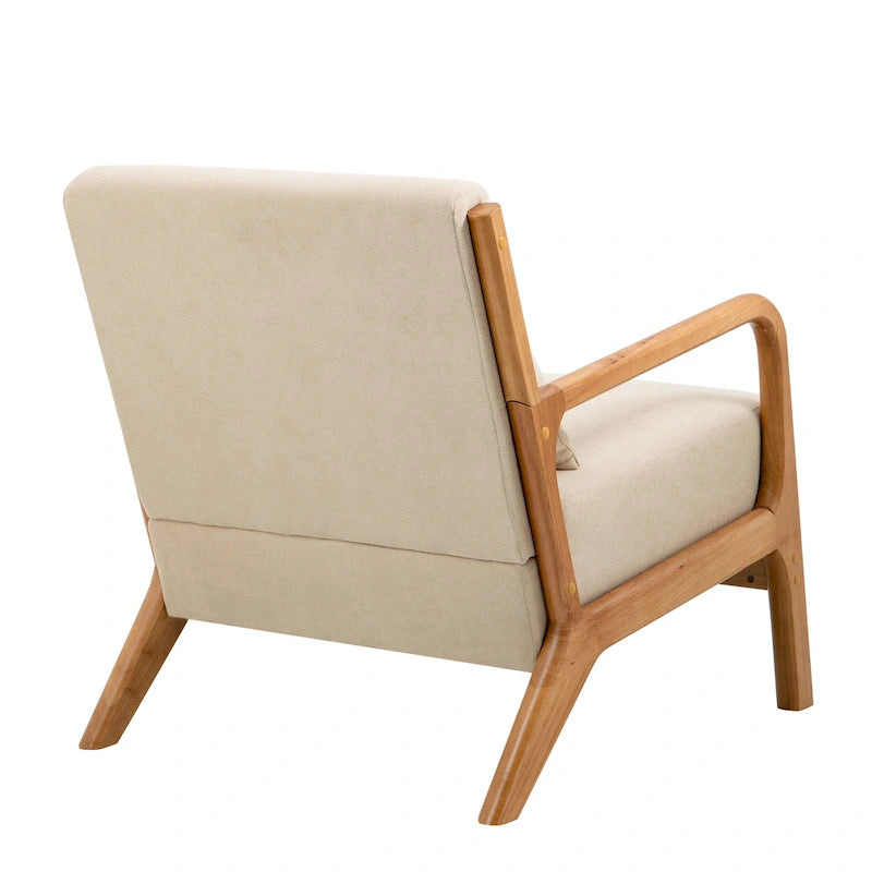 Fauteuil en bois rembourré en tissu de style Mid-Century Modern