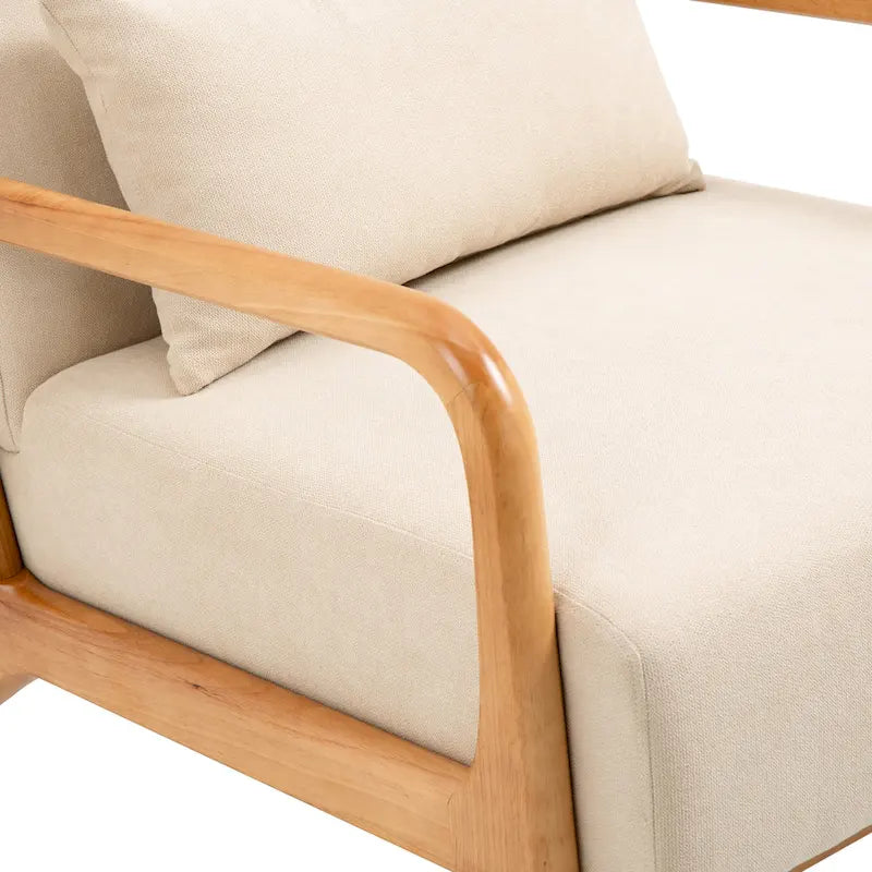 Fauteuil en bois rembourré en tissu de style Mid-Century Modern