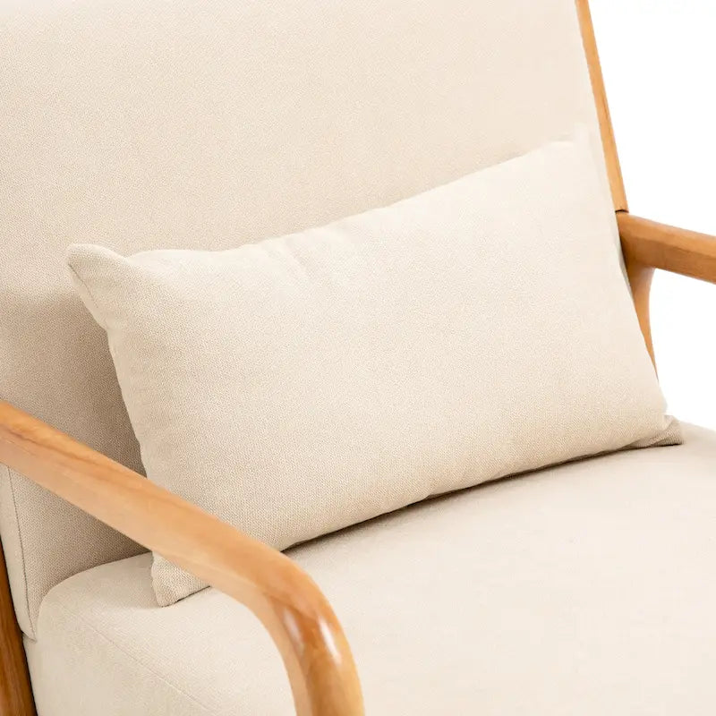 Fauteuil en bois rembourré en tissu de style Mid-Century Modern
