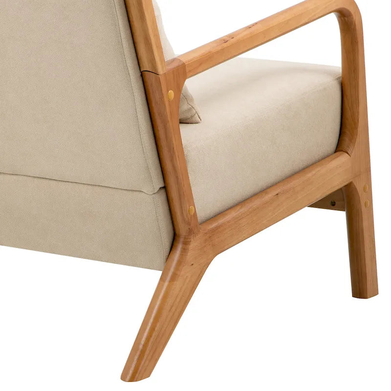 Fauteuil en bois rembourré en tissu de style Mid-Century Modern