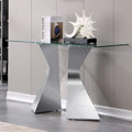 Console de luxe de 130 cm, rectangulaire, pour canapé ou entrée, avec plateau en verre trempé rectangulaire et pieds en métal