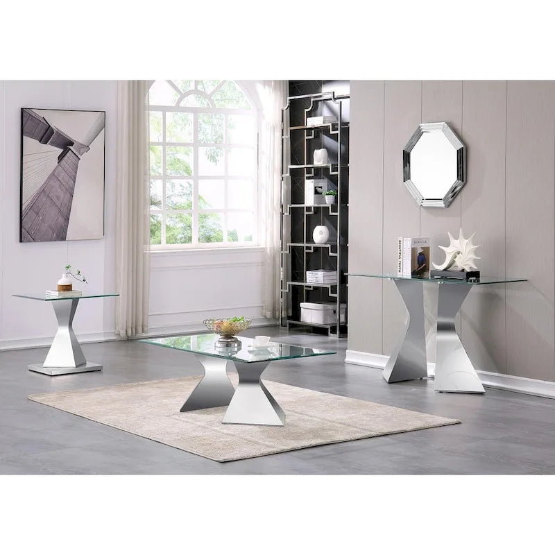 Console de luxe de 130 cm, rectangulaire, pour canapé ou entrée, avec plateau en verre trempé rectangulaire et pieds en métal