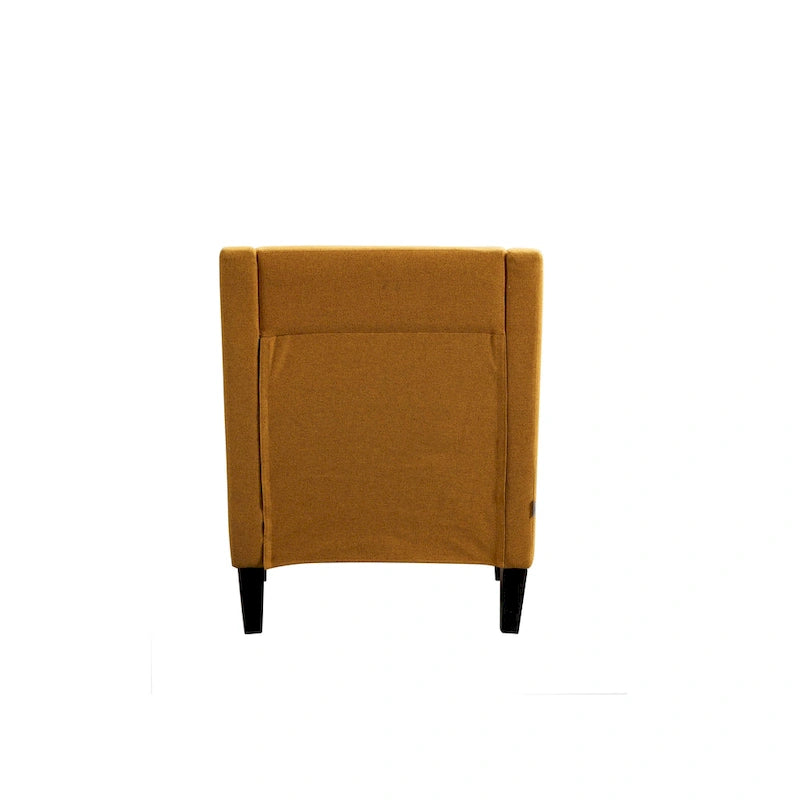 Fauteuil de salon en tissu de lin clouté avec pieds en bois massif