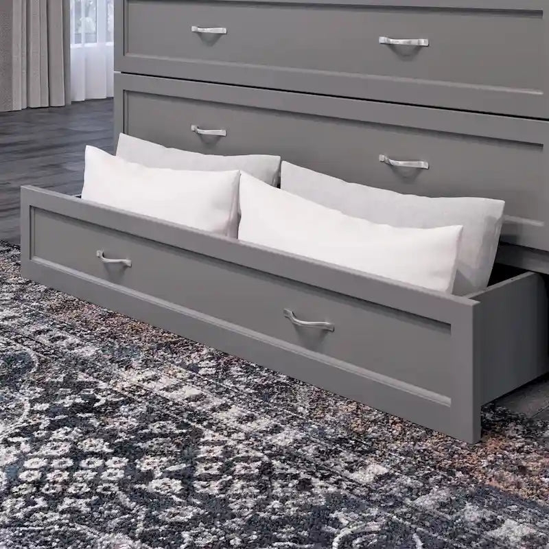 Lit escamotable complet avec matelas gris