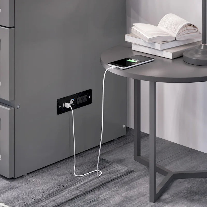 Lit escamotable complet avec matelas gris