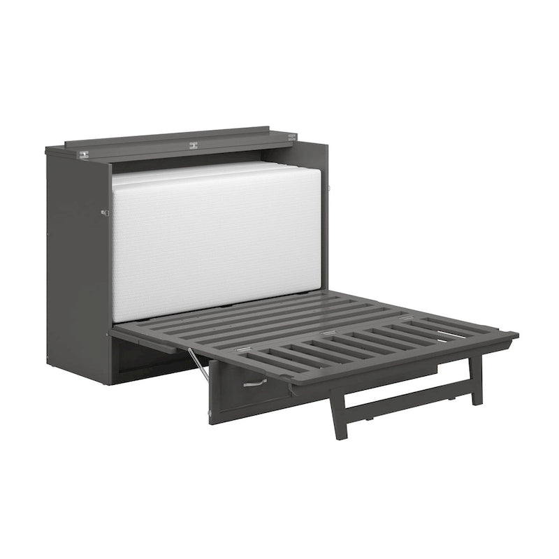 Lit escamotable complet avec matelas gris
