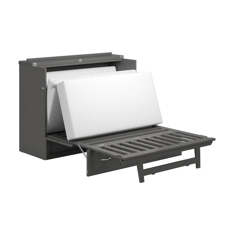 Lit escamotable complet avec matelas gris