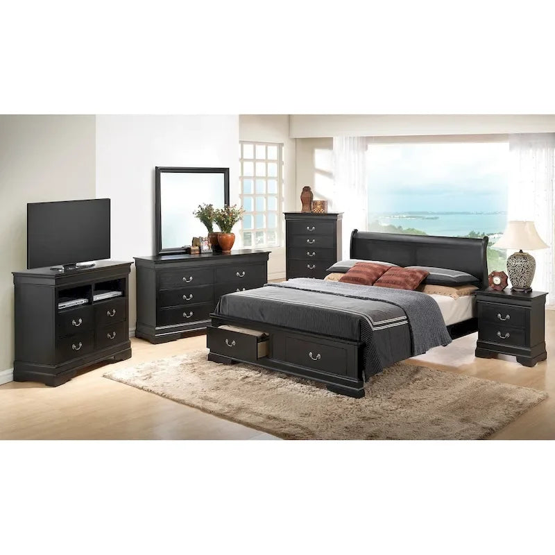Lit en panneau de bois King Storage