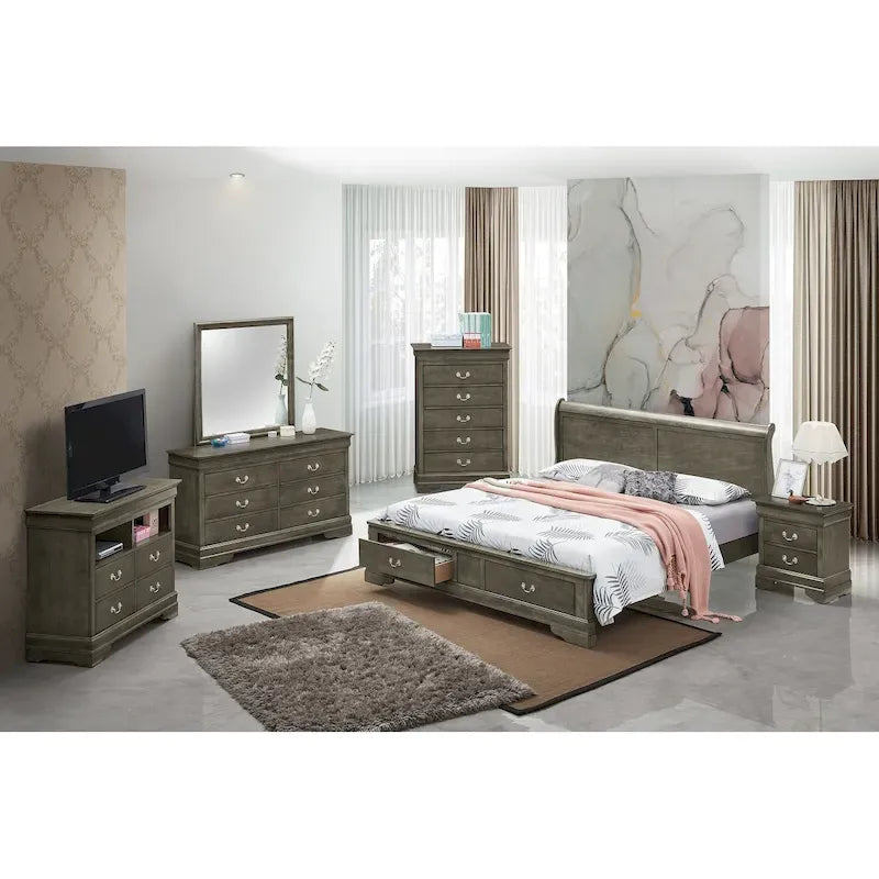 Lit en panneau de bois King Storage