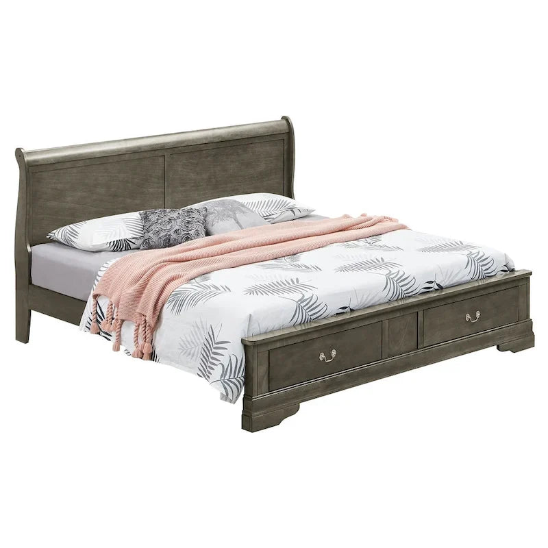 Lit en panneau de bois King Storage