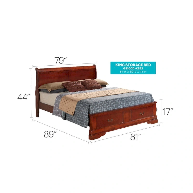 Lit en panneau de bois King Storage