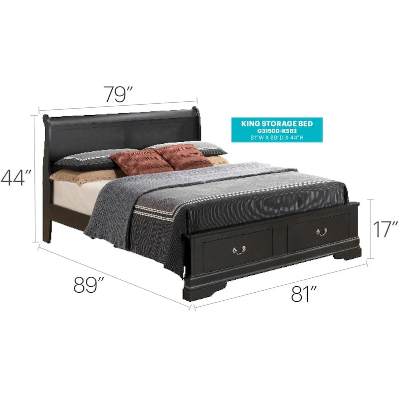 Lit en panneau de bois King Storage