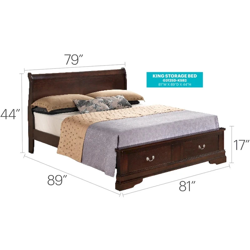 Lit en panneau de bois King Storage