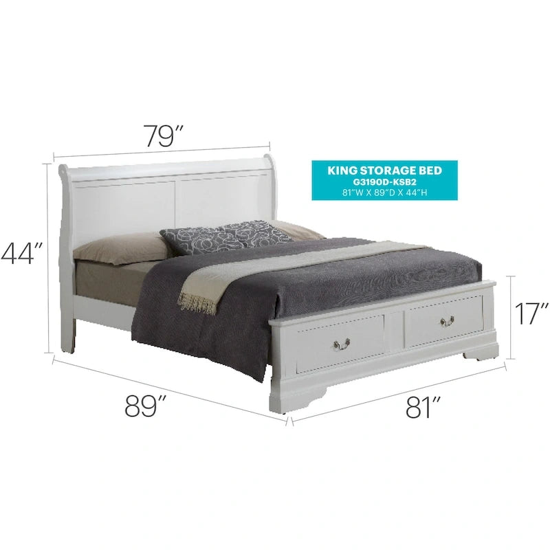 Lit en panneau de bois King Storage