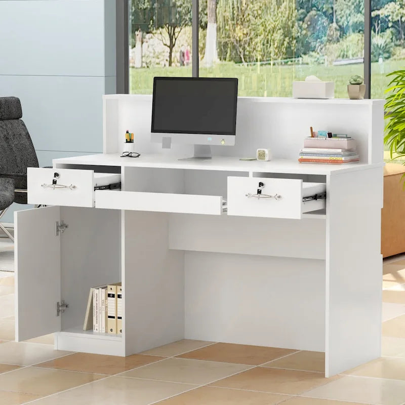 Bureau de réception rectangulaire en bois Secrétaire Bureau d'ordinateur