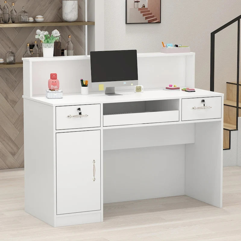 Bureau de réception rectangulaire en bois Secrétaire Bureau d'ordinateur