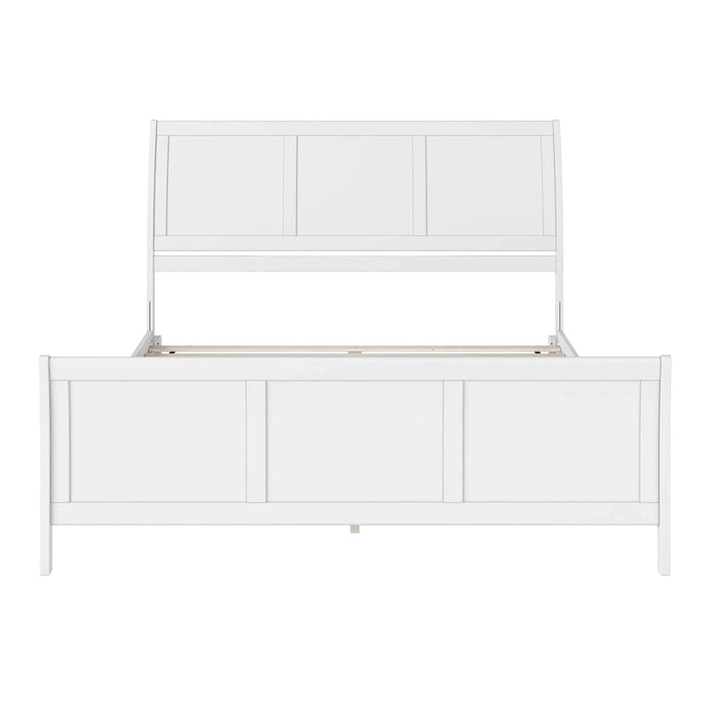 Lit plateforme bas Portland en bois massif avec pied de lit assorti