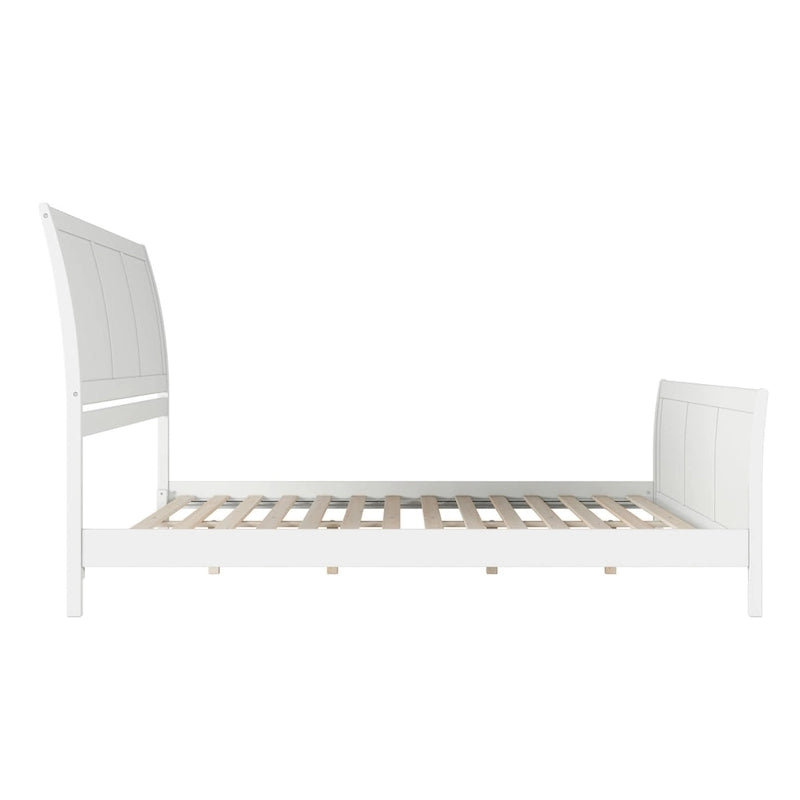 Lit plateforme bas Portland en bois massif avec pied de lit assorti