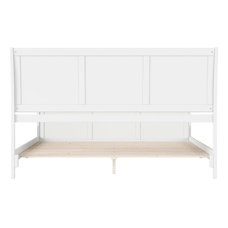 Lit plateforme bas Portland en bois massif avec pied de lit assorti