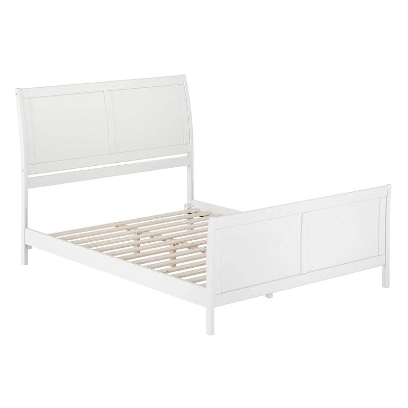 Lit plateforme bas Portland en bois massif avec pied de lit assorti