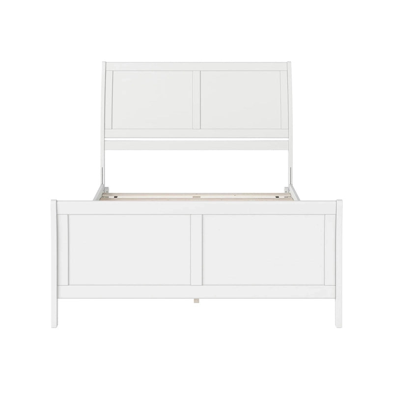 Lit plateforme bas Portland en bois massif avec pied de lit assorti