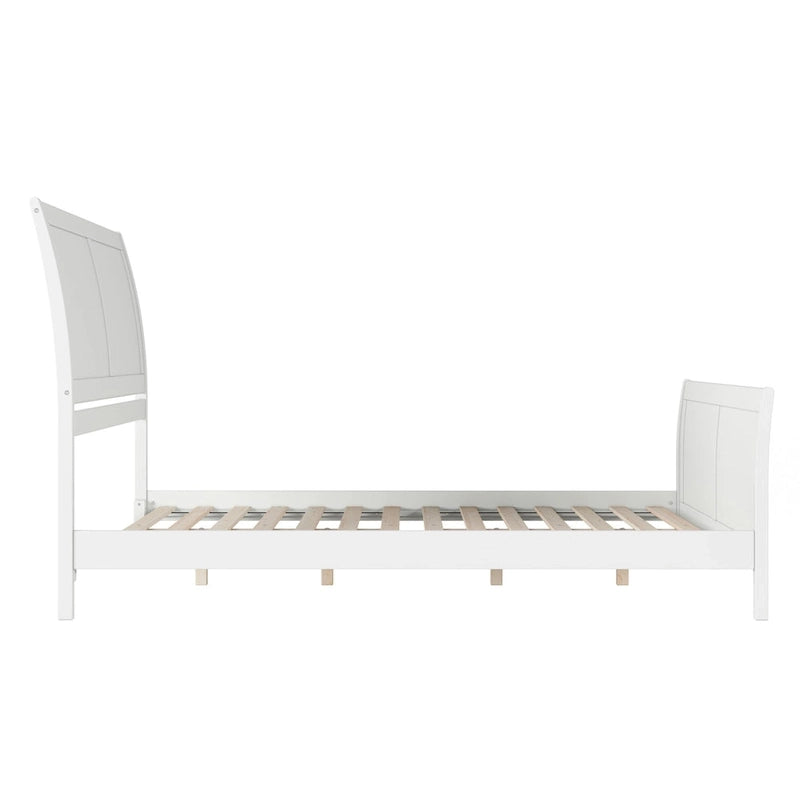Lit plateforme bas Portland en bois massif avec pied de lit assorti