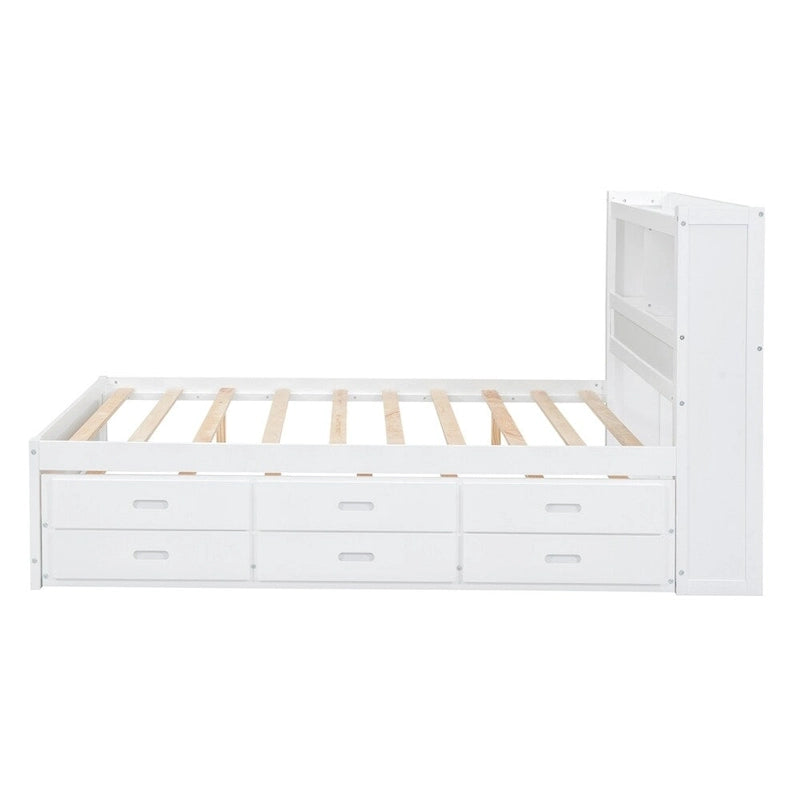 Lit plateforme double avec lit gigogne et prises USB