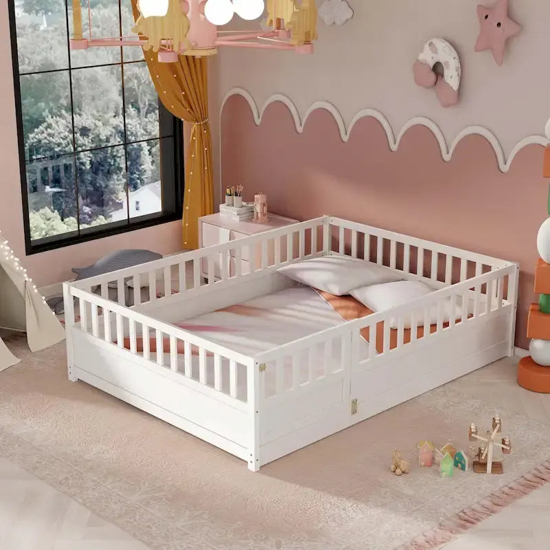 Lit au sol en bois pour enfant sans sommier à lattes