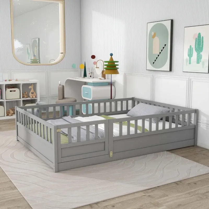 Lit au sol en bois pour enfant sans sommier à lattes
