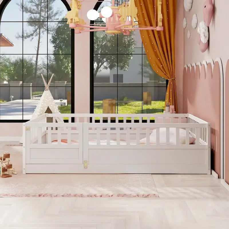 Lit au sol en bois pour enfant sans sommier à lattes
