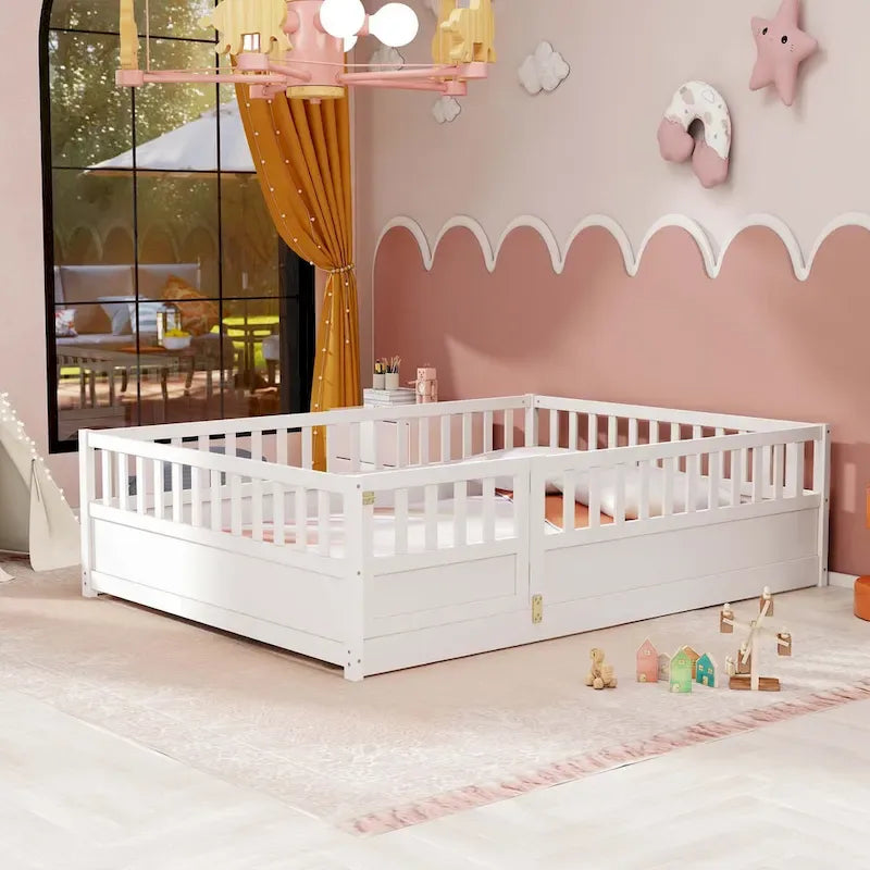 Lit au sol en bois pour enfant sans sommier à lattes