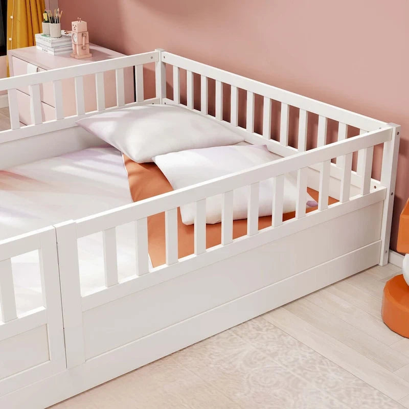 Lit au sol en bois pour enfant sans sommier à lattes