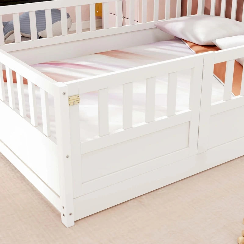 Lit au sol en bois pour enfant sans sommier à lattes