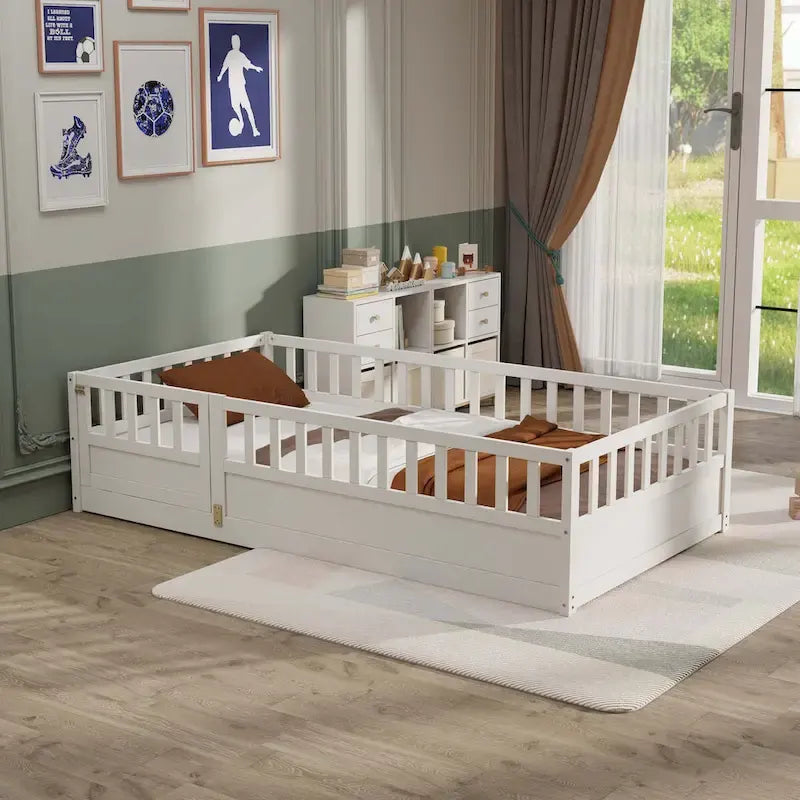 Lit au sol en bois pour enfant sans sommier à lattes