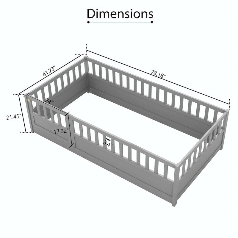 Lit au sol en bois pour enfant sans sommier à lattes