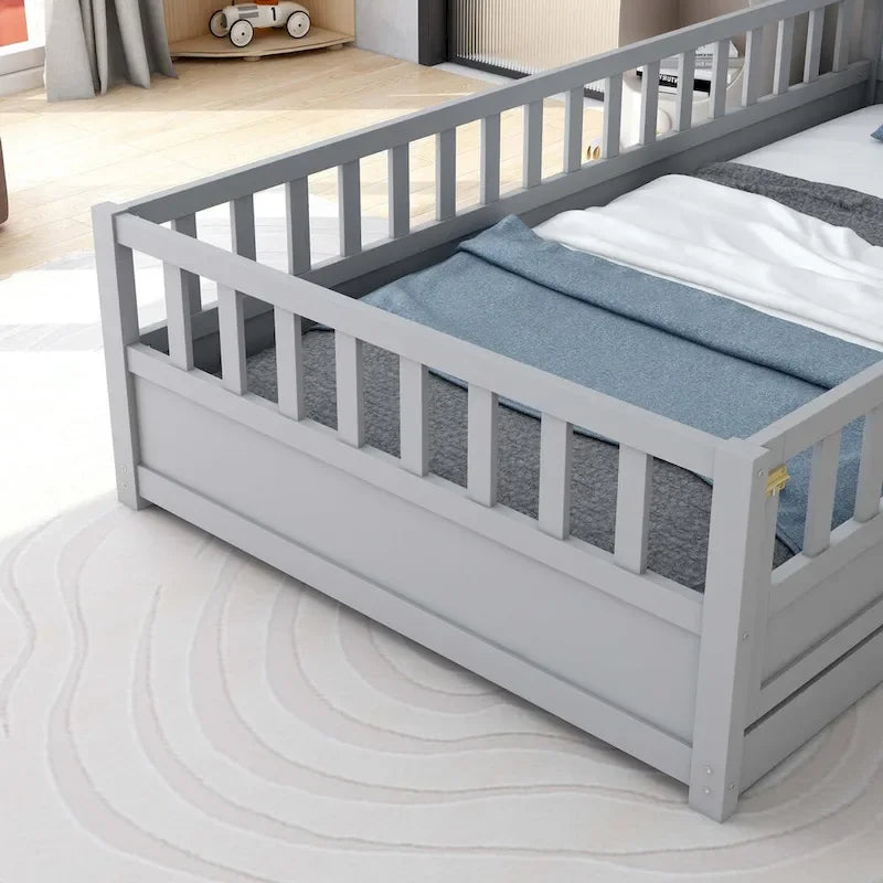 Lit au sol en bois pour enfant sans sommier à lattes