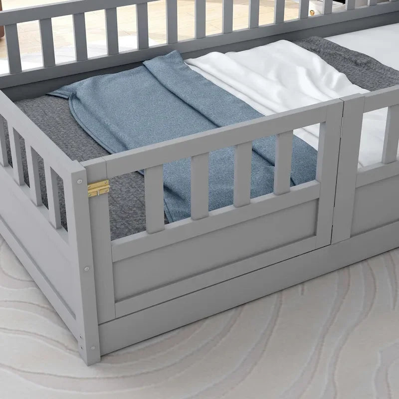 Lit au sol en bois pour enfant sans sommier à lattes