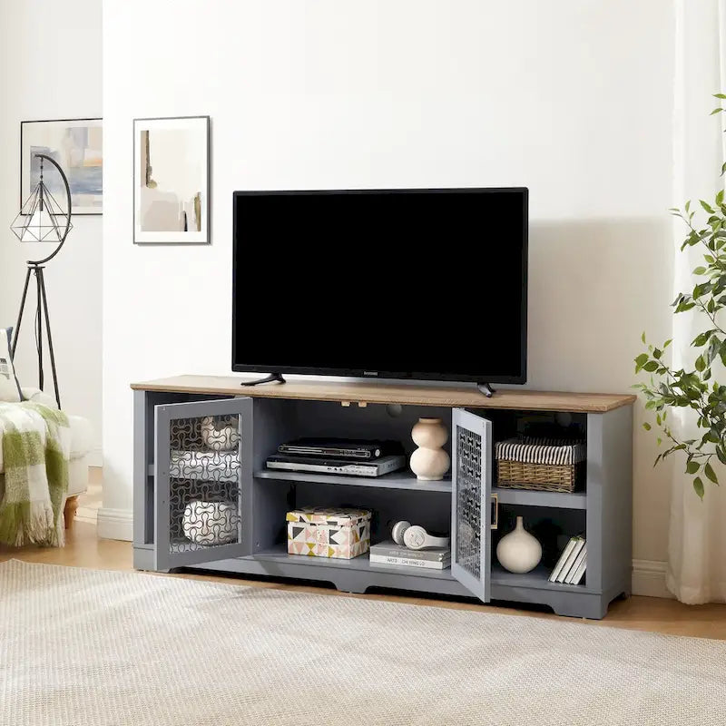 Meuble TV de style ferme moderne pour téléviseurs jusqu'à 80 pouces