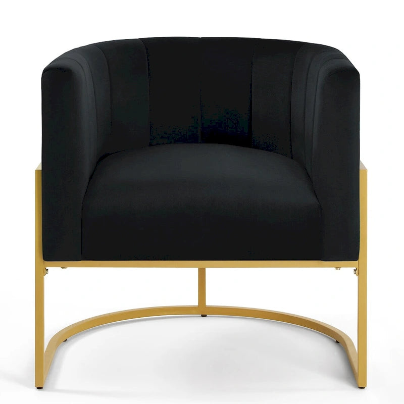 Fauteuil d'appoint en velours du milieu du siècle avec dossier incurvé