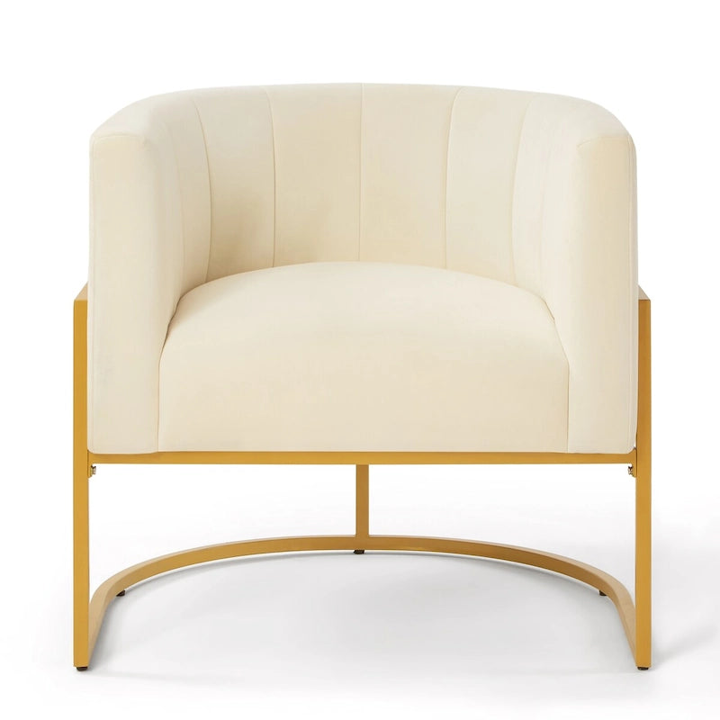 Fauteuil d'appoint en velours du milieu du siècle avec dossier incurvé